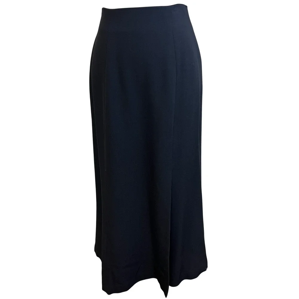 Vintage ELLEN TRACY Black High Waist Maxi Pencil Skirt 10 Minimalist Column Work